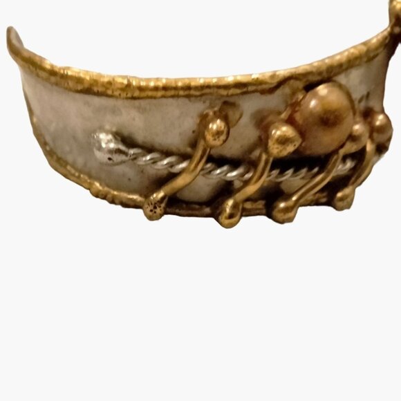 Ammonite Fossil Brass Silver Cuff Bracelet Boho Chic Jewelry Adjustable Unique - Picture 8 of 10